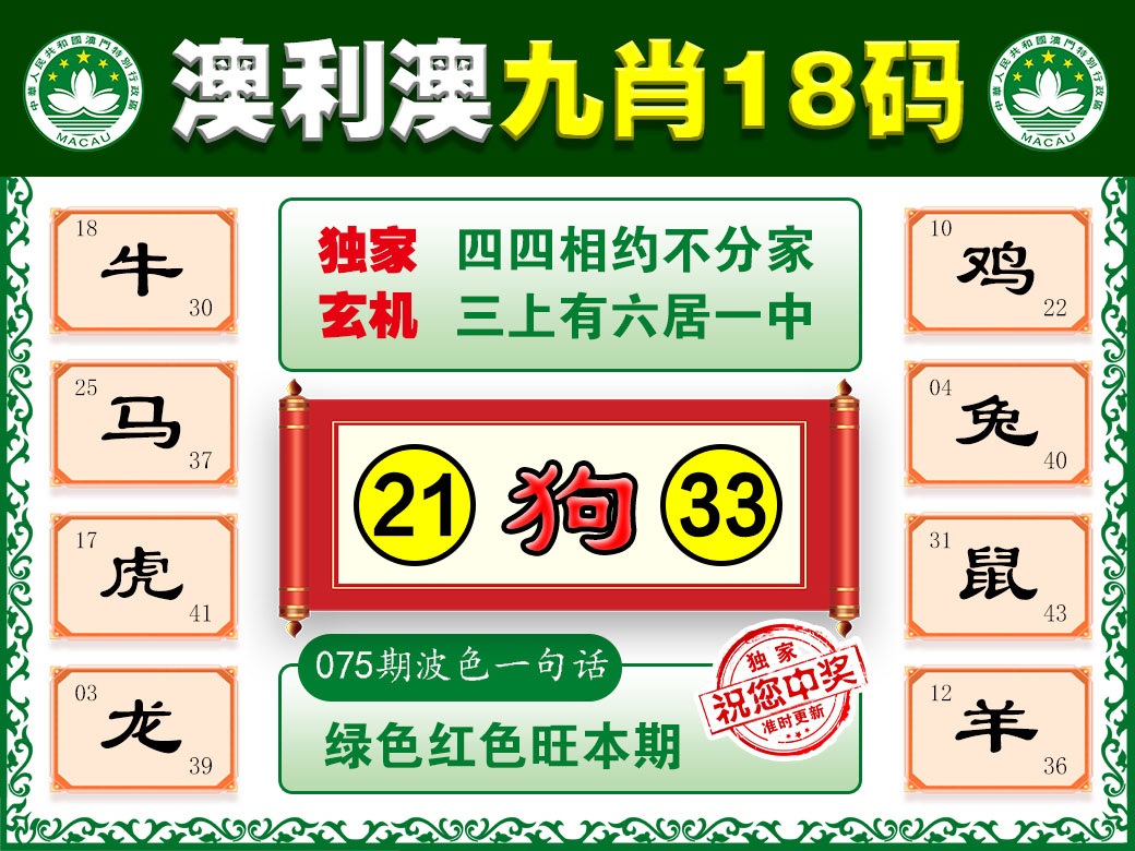 075期澳利澳九肖[图]